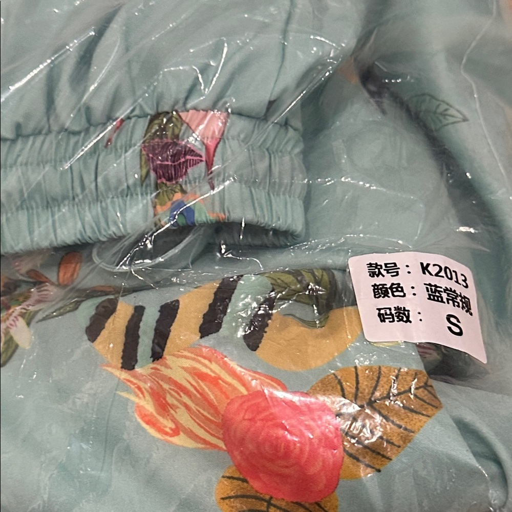 🔵 PJ Shorts Set Floral Print Teal - Picture 7 of 8